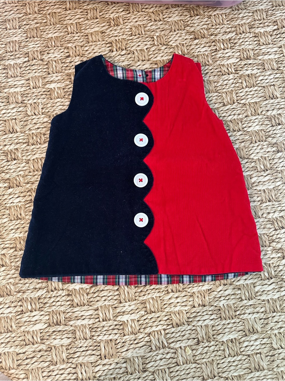 The Beaufort Bonnet Company Red & Blue Sleeveless Corduroy Tunic Dress